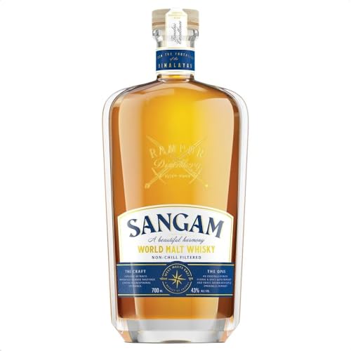 Rampur - Sangam World Malt Whisky - Whisky - 43% ABV - 70cl - Single Bottle - Unique Smooth & Delicate - Premium Whisky - Complex Tasting Notes