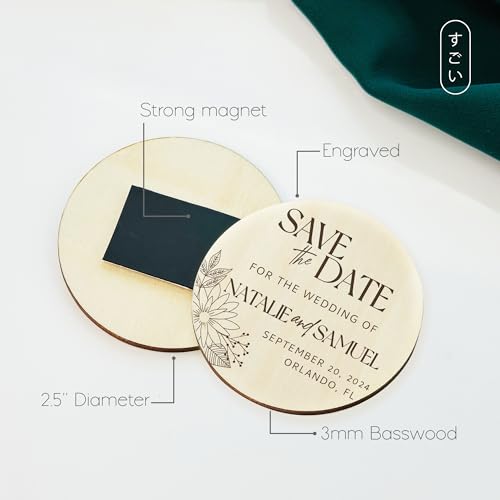 Pack 10 imanes decorativos personalizados de madera 2.5x2.5 in miniatura 4