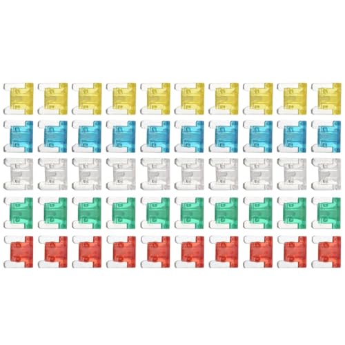 Set de 50 fusibles mini de perfil bajo para auto, camión y RV, con amperajes 10, 15, 20, 25 y 30 AMP miniatura 3
