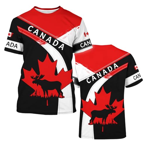 Canadian Maple Leaf Shirt for Men Canada Day Flag T-Shirt 3D Printing Cool Short Sleeve Shirt Unisex3