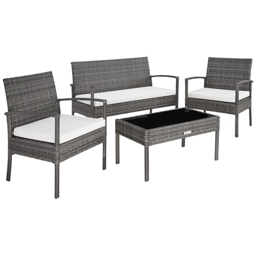 TecTake® Conjunto Jardín Exterior de Ratán y...
