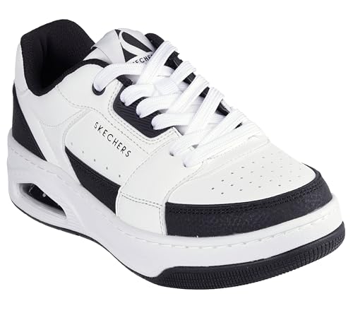 Skechers Damen UNO Court Courted Style Sneaker, White Leather/Duraleather Black Trim, 39 EU