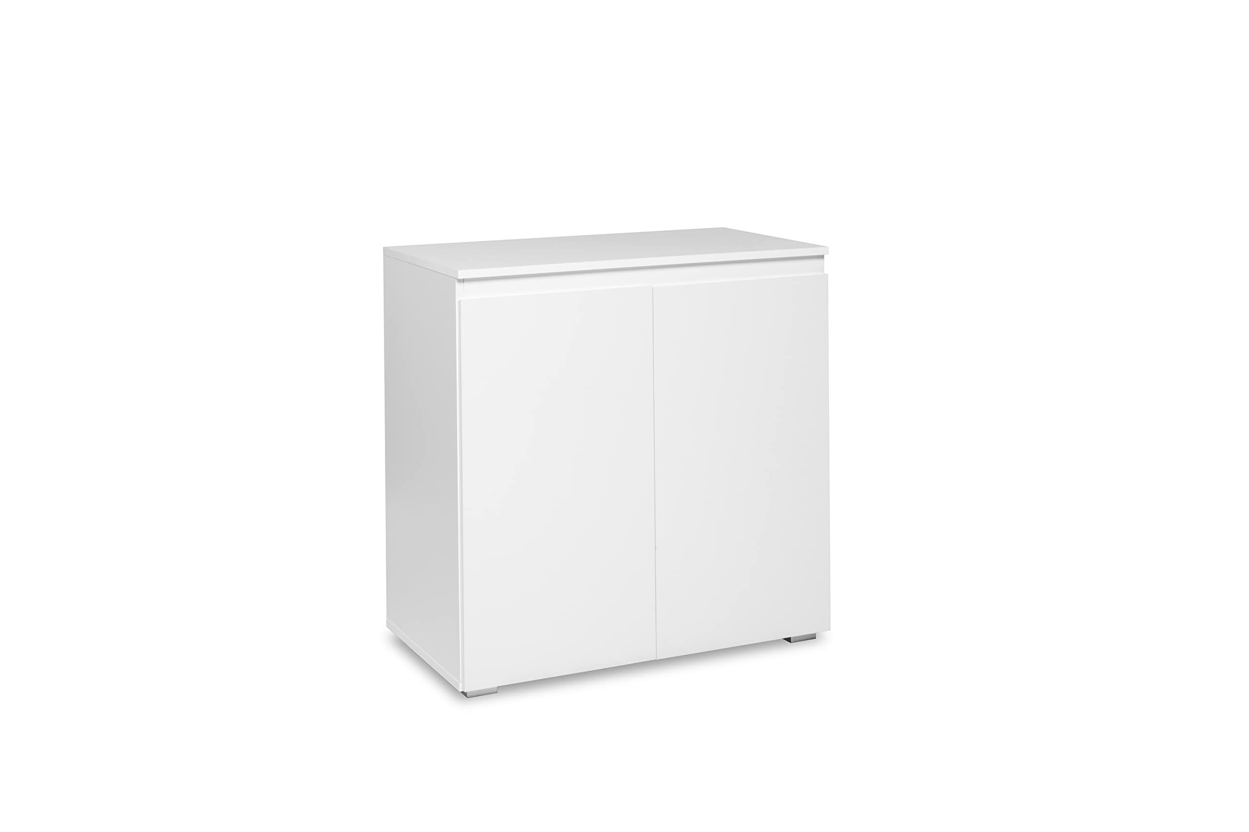 AVANTI TRENDSTORE Femie - Comó/cassettiera in legno laminato con 2 ante a battente nel colore bianco opaco, fa parte della serie di mobili Femie. Dimensioni LAP 80x80x40 cm.