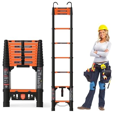Telescoping Ladder, 10.5FT Extension Ladder?One-Step Collapsible, Aluminum Ladder for RV Home Outdoor, 330lbs Max Capacity