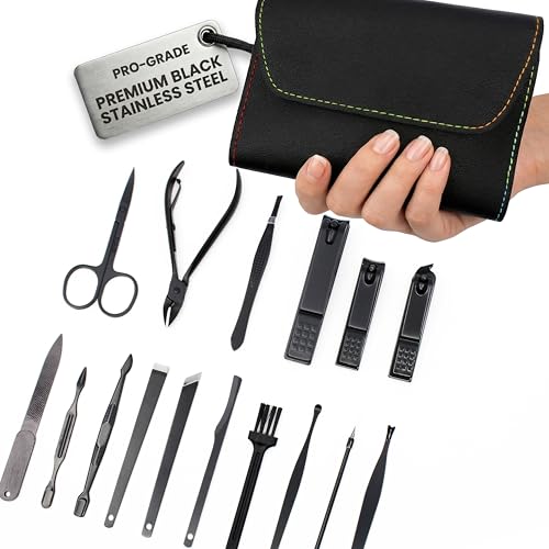 Earth & I Kit de manicura y pedicura para mujeres, cortaúñas, cortaúñas, cortador de uñas, cortador de uñas, cortador de uñas de los pies, cuidado de hombres, artículos de tocador de viaje para hombre