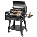 VEVOR Smoker Grill, Portable Wood Pellet Grill with Cart, 8 IN 1 BBQ Grill with PID Temperature Control for Outdoor Cooking, Barbecue Camping, Picnic, 730 sq, Patio and Backyard, Black