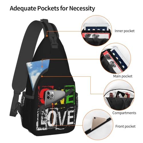 One Love Jamaican Rasta Reggae Crossbody Chest Bag miniatura 4