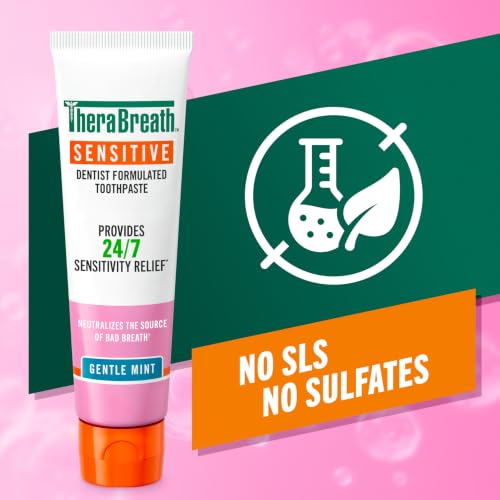 Image of TheraBreath Sensitive Toothpaste, Gentle Mint, 4 Oz, 2-Pack | 24 /7 Sensitivity Relief, SLS Free, No Sulfates, With Fluoride for Anticavity Protection