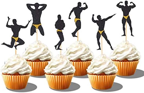 36 PCS Male Dancers Strippers Beefcake Cupcake Toppers,Bachelorette Cupcake Toppers Picks, Hen Party Decoration Supplies