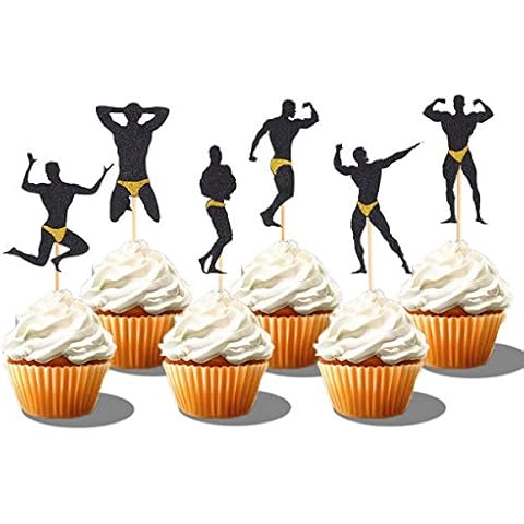 36 PCS Male Dancers Strippers Beefcake Cupcake Toppers,Bachelorette Cupcake Toppers Picks, Hen Party Decoration Supplies Cover