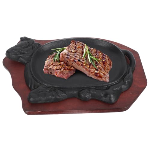 TOYANDONA Plaque de Grill Non-adhérente Fonte avec Plateau pour Cuisson Teppanyaki et Steak à Poêle Japonaise Multifonction pour Barbecue et Poisson