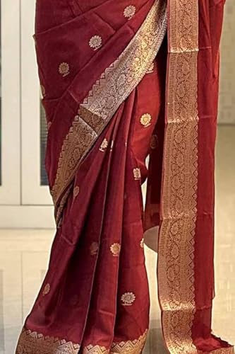 Image of SGF11 Women's Kanjivaram Soft Silk Saree With Blouse Piece