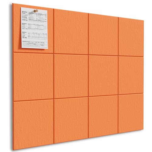 Image of MaxGear Felt Bulletin Board 48 inch x 36 inch, Orange Felt Wall Tiles Wall Decor