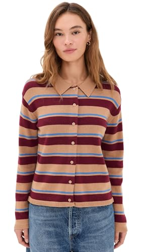 English Factory Women's Striped Collar Shirt Cardigan