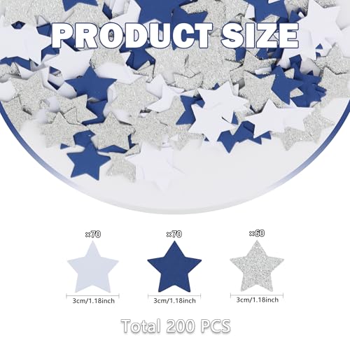 Image of 200Pcs Glitter Blue White Silver Star Table confetti,Paper Star Confetti for Birthday Party Halloween Bachelorette Wedding Baby Shower Graduation Decorations