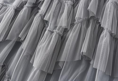 Womens Tulle Skirts Mesh Ruffle A Line Skirt Tiered Layered Ruffle Skirts Elastic Waist Tutu Midi Skirt 2025 Fashion3