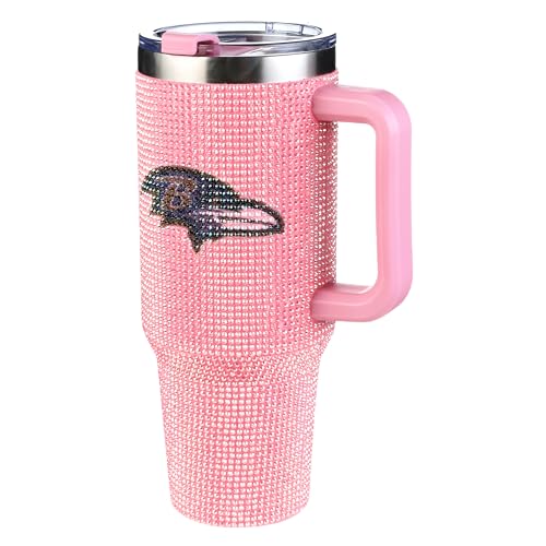 Image of The Memory Company Officially Licensed 40oz Pink Bling Game Day Tumbler, Baltimore Ravens