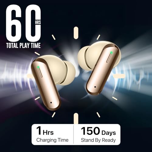 Image of Vaku Luxos BOOMX Wireless Earbuds Bluetooth 5.4 TWS Headphones 60H Playback Bass Stereo 13mm Drivers Gaming Low Latency HD Calls Touch Control Fast Charging IPX Waterproof- White