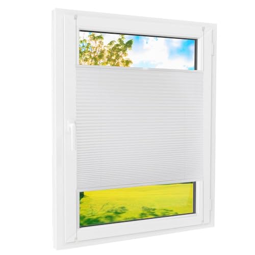 Plissee Klemmfix [Weiß, 80x140 cm] Verdunkelung für Fenster ohne Bohren, Faltrollo mit einfacher Montage/Bietet optimalen Lichtschutz und Privatsphäre, idealer Sonnenschutz für jedes Fenster