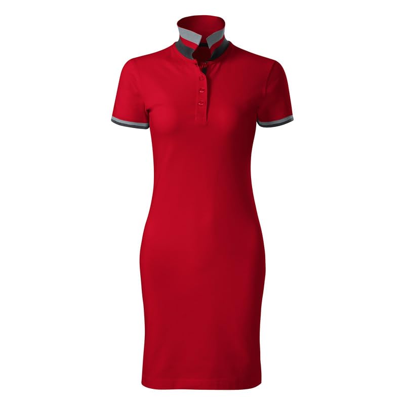 DELUNO Poloshirt Damen Kurzarm Kleid - Arbeits - Business - Geschenkidee - Polokleid für Damen Sport - Rot Pique - 1:1 Rippstrick Poloshirt Damen...