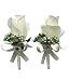 YuRong Vintage Boutonnieres Bridesmaid Corsage Flower Wedding Boutonnieres T01 (Ivory)