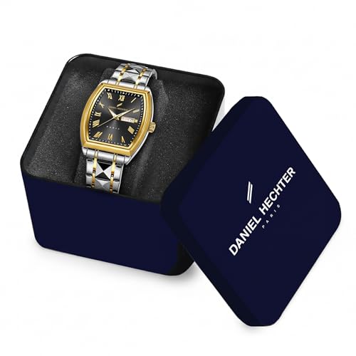 Image of Daniel Hechter Duroc Collection Luxury Watch for Men with Roman Indices, Day-Date Display and Two-Tone Studded Stainless Steel Strap