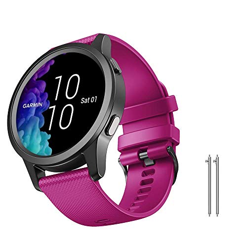 NotoCity for Garmin Venu Band, 20mm Watch Strap Soft Silicone Replacement for Garmin Vivoactive 3 Forerunner 645 Forerunner 245 Vivomove vivomove HR/Style Smartwatch(Fushcia S)