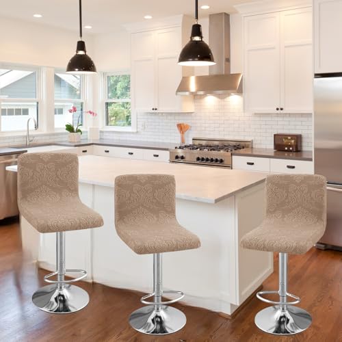 Image of Chair Covers Bar Stool Cover 2pc Bar Chair Cover Swivel Bar Stool Slipcover | Stretch Counter Height Bar Stool Cover High Back Chair Cover Counter Stool Bar Chair Covers for Kitchen Pub Dining Room,02