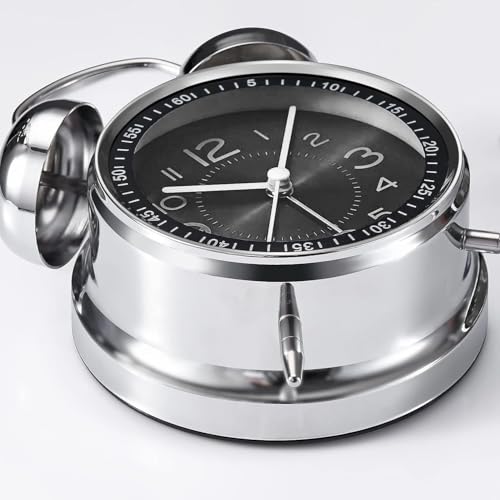 Image of Azyh Loud Alarm Clock for Heavy Sleepers Adults, Metal 4 Inches Twin Bell Battery Operated Alarm Clocks for Bedrooms Decoration, Silent Non-Ticking (Silver)
