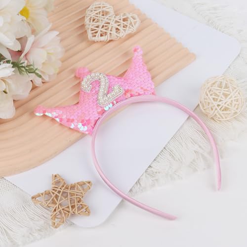 Birthday Crown Headband Pink Glitter Birthday Headbands for Girls 2nd Bday Outfit 2 Year Old Girl Gifts3