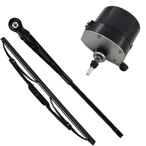 VHEUHZ Motor limpiaparabrisas universal con brazo + escobilla 12V compatible con Jeep Willys Tractor barco de pesca caravana Sustitución del motor del limpiaparabrisas del coche 01287358