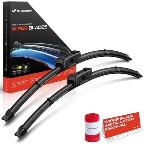 A-Premium 24 and 20 Windshield Wiper Blades Compatible with Audi A4/Q5/A5/S4 Q3 A4 Quattro allroad RS5 S5 SQ5 - TLPN Connector with Wear Indicator & Towel Left and Right (Pack of 2)