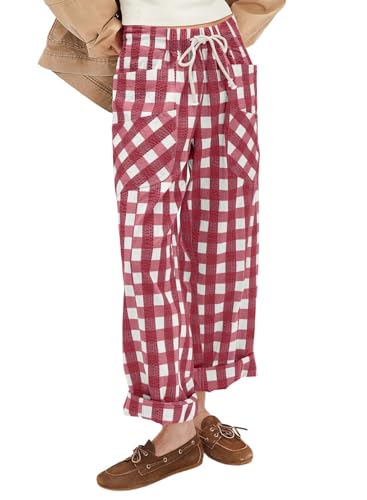 Image of Acelitt Women Checkered Pants with Pockets, S-XXL