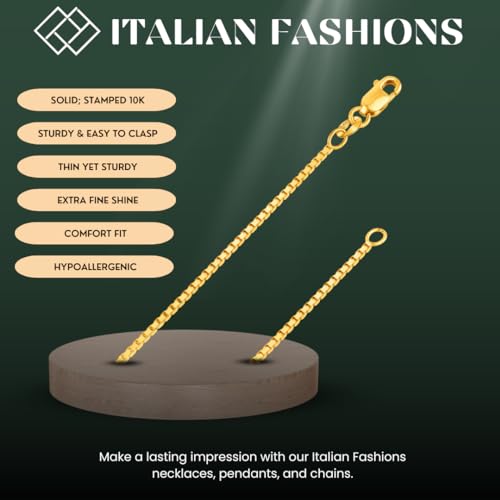 REAL Solid 10K Yellow or White Gold 0.50mm - 1.3mm Diamond-Cut Square Mirror Box Veneziana Chain Necklace with Lobster Claw Clasp | Multiple Lengths Available | Men Women | MADE IN ITALY3