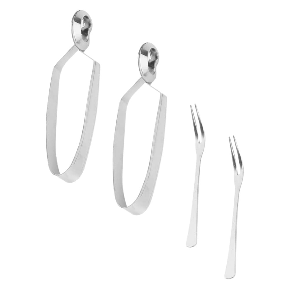 Luxshiny4pcs Stainless Steel Escargot Snail Tongs Crab Forks Escargot Forks 2 Prong Tasting Kitchen Cooking Tool
