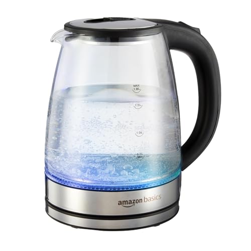 Amazon Basics 1.8 Litre Electric Glass Kettle | 1350W | 360° Swiv...