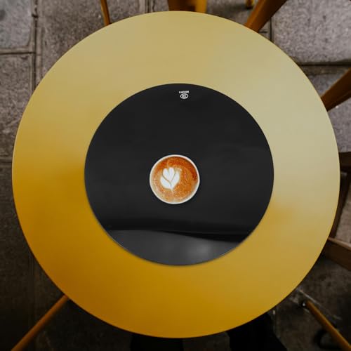 Plateau de table rond en verre trempé noir surface lisse Zerodeko