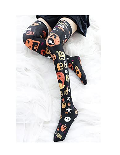 Image of SINROYEE Sexy Cosplay Knee High Stockings Anime Cartoon Printing Thigh High Socks for Women Cute Lolita JK