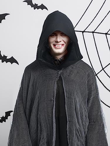 Geyoga Hooded Cloak Medieval Renaissance Gothic Wizard Cape Grim Reaper Cosplay Costume for Adult