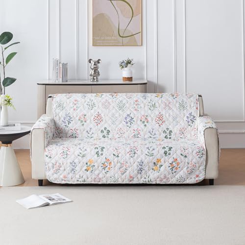 Image of House of Quirk 'Mughal Series' Anti-Slip Sofa Cover Mat with Pocket | Polyester Couch Protector for Pets, Kids & Spills (Baghe Bahar, 180x210cm, Four Seater)