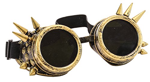 Spike Goggles Antique Brass Sunglasses Cosplay Aviator Steampunk Gothic Burning Man Silver3