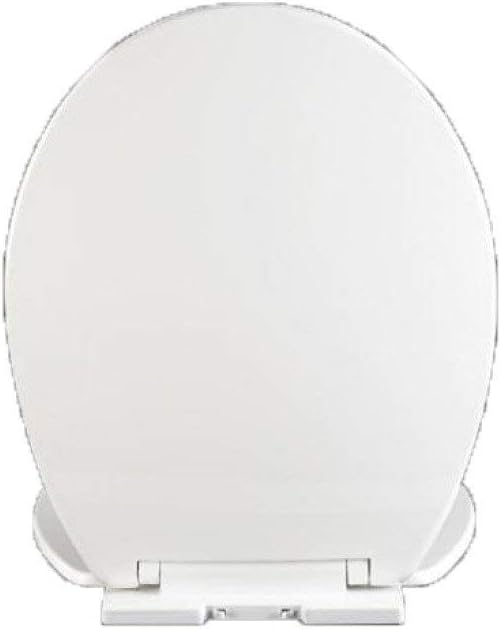 Colorful Toilet Lid with Mute Adjustable Hinge, Thickened Ultra-Resistant Cover, Easy to Install for V/U/O Toilets (White 35.4 x 42.3CM)