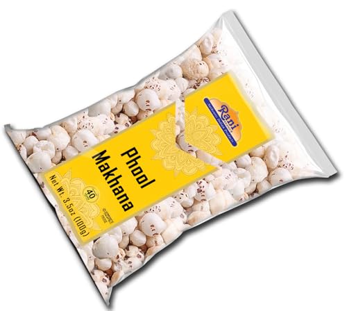 Rani Jumbo Phool Makhana (Fox Nut/Popped Lotus Seed) Plain Raw Uncooked 3.5oz (100g) ~ All Natural | Vegan | No Colors | Gluten Friendly | NON-GMO | Indian Origin