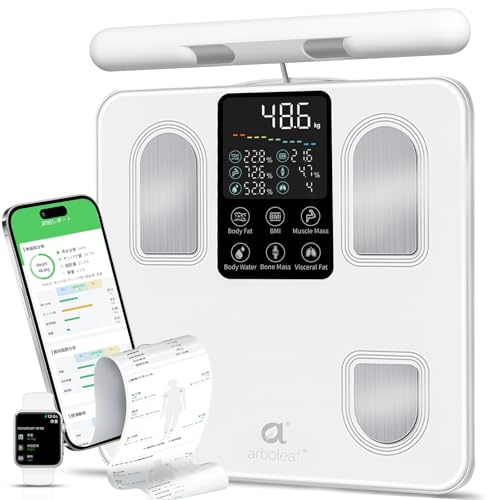 arboleaf Weight Scale, Body Composition Meter, Body Fat Meter, Body Scan, Smartphone Linked, Automatic Data Transfer, Segmented Measurement, Full Body Measurement Method, Measures Weight/Body Fat