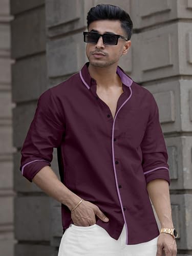 Image of Shirt for Men Casual Shirt,Solid Cotton,Plain Full Sleeve, Regular Fit,Everyday Fashion Wear