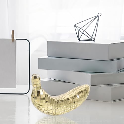 Image of VOSAREA Disco Ball Banana Decor Reflective Fruit Banana Hanging Disco Ball Ornament Mirror Pendants Dj Stage Lighting for Bachelor Party Favor Golden