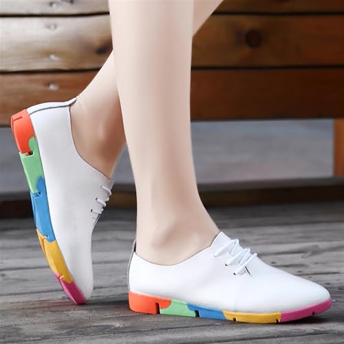 Women's Leather Oxford Shoes, Color Soft Sole Non-Slip Orthopedic Loafers, Comfortable Slip-on Breathable Casual Walking Shoes3