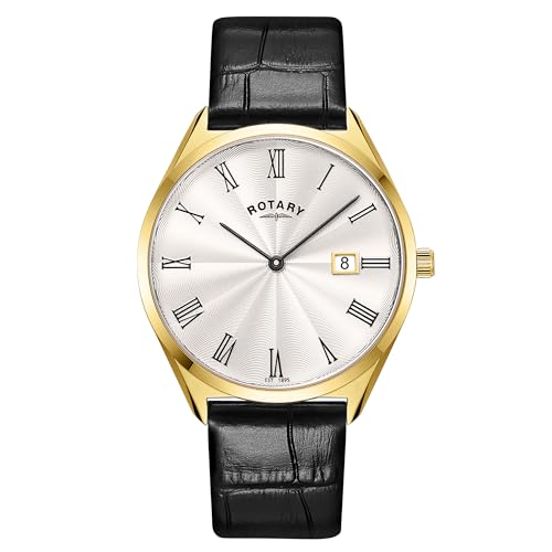 Rotary Herren Ultra Slim Quarzuhr mit Lederarmband GS08013/01