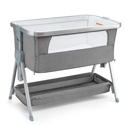 Lifezeal Cuna De Colecho Para Bebés Con Colchón, Cuna Ajustable Con Panel Lateral Plegable Y Cesta De Almacenamiento, Cuna De Viaje Elevable Con Ruedas Para Bebés De 0-6 Meses Gris Claro Lifezeal Cuna De Colecho Para Bebés Con Colchón, Cuna Ajustable Con Panel Lateral Plegable Y Cesta De Almacenamiento, Cuna De Viaje Elevable Con Ruedas Para Bebés De 0-6 Meses Gris Claro