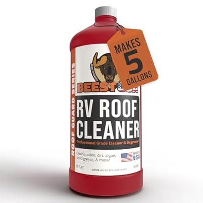 BEEST RV Roof Cleaner (32 Oz Super Concentrated Makes 5 gallons) - Roof Cleaner & Degreaser - Removes Dirt & Stains - Easy to Use - Best For Cleaning RVs, Campers, Trailer, Metal Building, Motorhomes